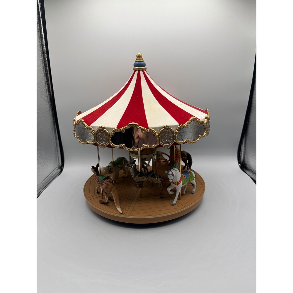 Hallmark Keepsake Carousel Ride Display Stand 2004 Red White Gold